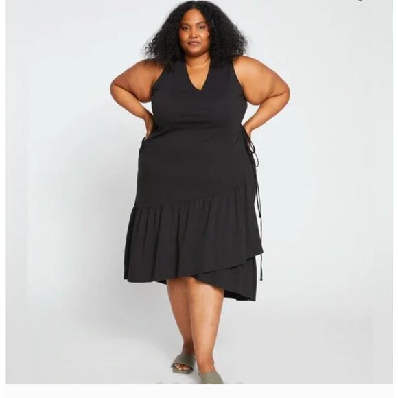 Universal Standard Wrap Twirl Dress 4XS 00 0 2XS NWT Black Capsule Travel Midi - Picture 1 of 11